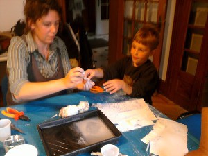 Atelier parent/enfant, sculpture en plâtre