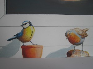 détails peints oiseaux