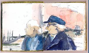 portraits, gondoles , aquarelle à Venise